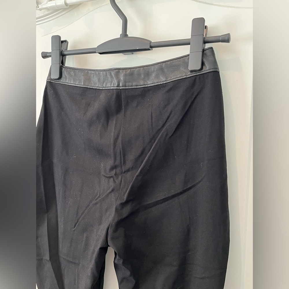 Armani Exchange Black Faux Leather Waist Band Padding Detail Button Zipper Pants - Picture 10 of 12